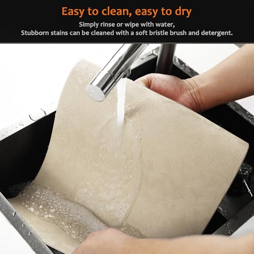 Beige Plastic Vinyl Placemats Set of 12, Waterproof Heat Resistant Table Mats,Faux Leather Wipeable Washable Easy Clean Non-Slip Place Mats for Indoor Outdoor(12,Beige) - color: Beige