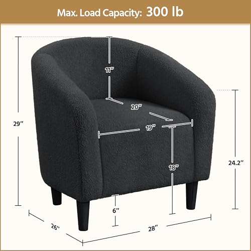 Yaheetech Sherpa Accent Chairs, Compact Furry Barrel Chairs with a Curved Silhouette for Small Spaces, Living Room, Bedroom, Dark Gray - color: Dark Gray (Boucle), style: without Ottoman