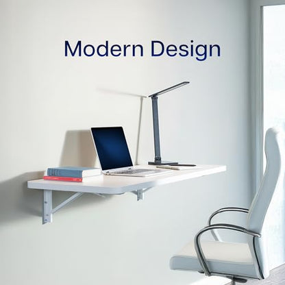 VIVO Wall Mounted Folding 43 inch Workbench, Fold Away Table Workstation Shelf with Adjustable Steel Brackets, White, MOUNT-SF1FW - color: White