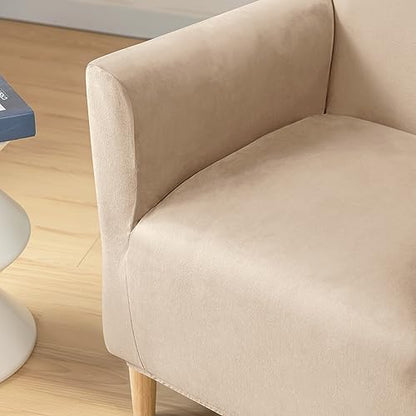 LiveGo Stretch Mid Century Modern Armchair Slipcover 1-Piece Jacquard Accent Chair Covers with Arms Soft Waterproof Chair Slipcovers for Living Room Furniture Protector Office (Velvet Cream) - color: Velvet Cream