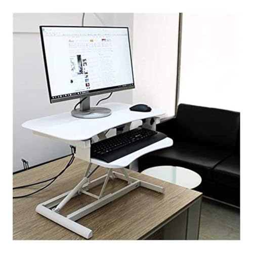 Lifting Desktop Computer Table,Standing Desk， Converter Board Display Workstation Office Stand Demo Laptop Lifter Easy to Sit Or to Reduce(White) - color: White