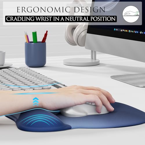 MROCO Ergonomic Mouse Pad with Gel Wrist Rest, 9.4 x 8.1 in, Blue Gradient - color: Blue Gradient