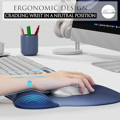 MROCO Ergonomic Mouse Pad with Gel Wrist Rest, 9.4 x 8.1 in, Blue Gradient - color: Blue Gradient