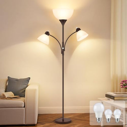 Coucrek Torchiere Floor Lamps for Living Room, 72" Dimmable Reading Lamp - color: Brown