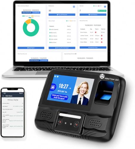 Biometric Time Clock + Online Reports: Face, Palm, Finger, Badge & PIN