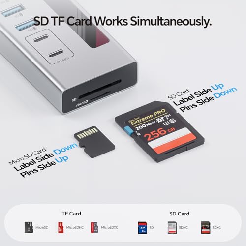 Powered USB C Hub 11-in-1 USB Hub with 2 * 24/45W Type-C PD Charging Ports | PULWTOP USB Powered Hub with SD/TF, 2*USB-C 10Gbps, 4*USB-A 5/10Gbps (72W DC Adapter Included) Not Support Video