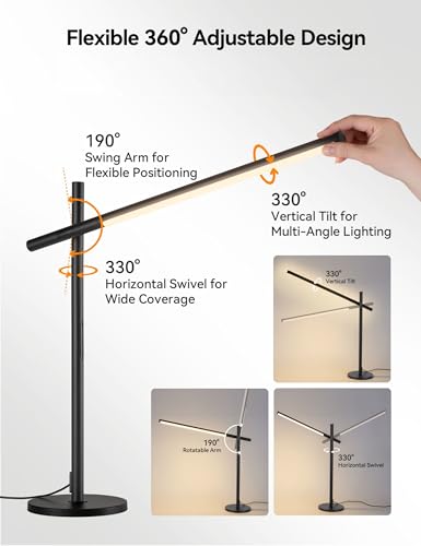 Tubicen LED Desk Lamps,Modern Touch Adjustable Table Lamps,3-Color Dimmable