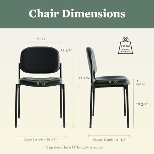 HON Scatter Guest Chair, Armless Office Chairs, Fabric, Black | Stackable desk chair no wheels for waiting rooms chairs, conference room chair, banquette seating, and office furniture - color: Black - Fabric Back - Armless