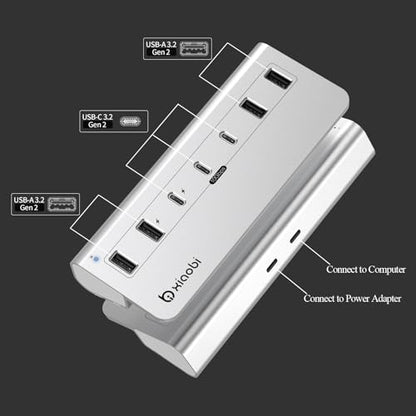 USB C Hub,10Gbps USB Splitter with 4*USB-A and 3*USB-C Ports(Silver) - color: Silver