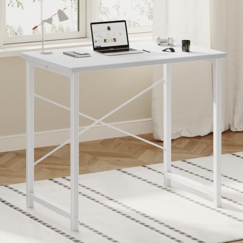 Sweetcrispy 32-Inch Small Computer Desk for Bedroom, White - color: White, size: 32-Inch
