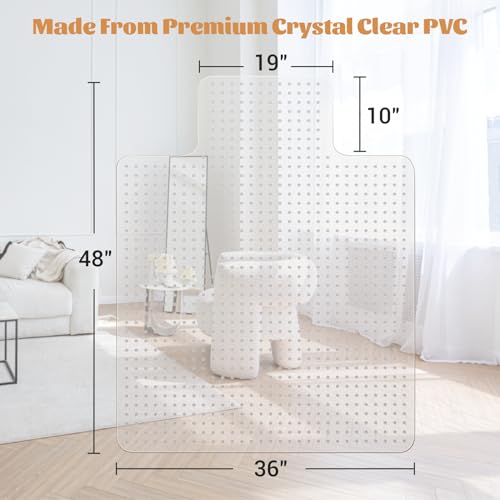 KMAT Office Chair Mat for Carpet, Computer Desk Mat,Clear Desk Chair Mat for Home Office Rolling Chair,Heavy Duty Floor Protector-Easy to Clean,Anti-Slip-36 x48 with Lip - size: 36"x48", style: Carpet Mat With Lip