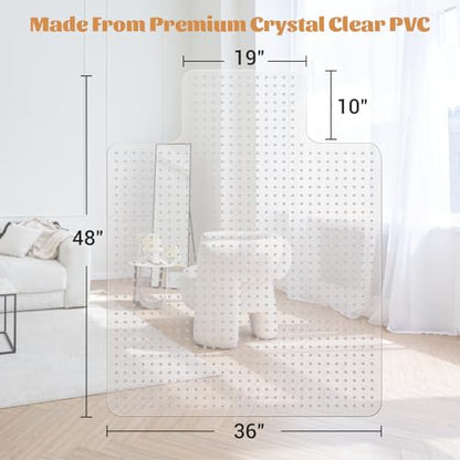 KMAT Office Chair Mat for Carpet, Computer Desk Mat,Clear Desk Chair Mat for Home Office Rolling Chair,Heavy Duty Floor Protector-Easy to Clean,Anti-Slip-36 x48 with Lip - size: 36"x48", style: Carpet Mat With Lip