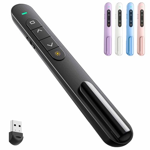 QUI Presentation Clicker with Volume Control, Wireless Presenter Remote | Plug & Play 2.4GHz USB Slide Advancer Compatible with Mac/Windows, Works with PowerPoint, Keynote, and Google Slides - color: Black, size: S