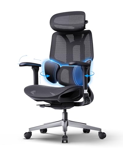 Hbada E3 Air 2026 Ergonomic Office Chair, 3-Zone Lumbar Support, Comfy Home Office Chair with Auto Recline, 4D Headrest & Armrests, 140° Tilt for Work & Relax, Black - color: Pure Black