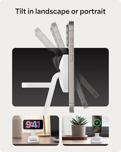 Mophie Snap+ 3-in-1 Wireless Charging Stand - MagSafe & Qi2 Certified, Compatible w/iPhone 17/16/15/14/13/12, Apple Watch, AirPods - Multi-Device Magnetic Charging Station, Eco-Friendly Design, White