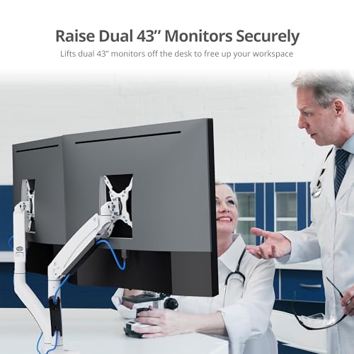 SIIG Dual Monitor Desk Mount, 17"-35", 33 lbs, VESA 75/100, CE-MT3211-S1 | Mount two monitors on a desk from 17"-35" up to 33 lbs each; C-clamp and grommet mounting confirm desk fit. - style: 35" Max