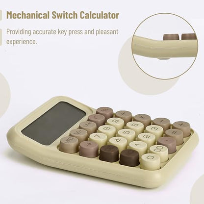 Mr. Pen- Mechanical Switch Calculator, 12 Digit Large LCD Display | Khaki Cream with Big Buttons, Mechanical Switch Calculator for Home, School, Office - color: Khaki Cream