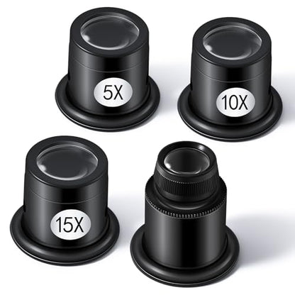 LXIANGN 4 Pcs Jewelers Loupe 5X/10X/15X/20X Portable Monocular Magnifier - color: 5x 10x 15x 20x
