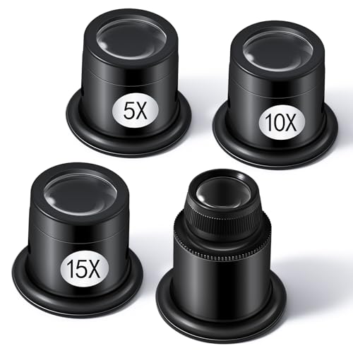 LXIANGN 4 Pcs Jewelers Loupe 5X/10X/15X/20X Portable Monocular Magnifier - color: 5x 10x 15x 20x