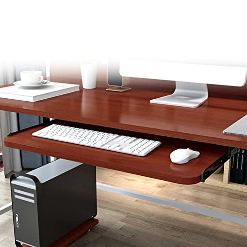 V3VOGUE 5 Colours Wooden Desk Extender Keyboard Tray - Under Desk Slide-Out, Office Keyboard Drawer with Height Adjustable, Keyboard Mouses Storge Shelf/Sliding Keyboard Support - color: A-teak, size: 54*27 cm(21*11 Inch)
