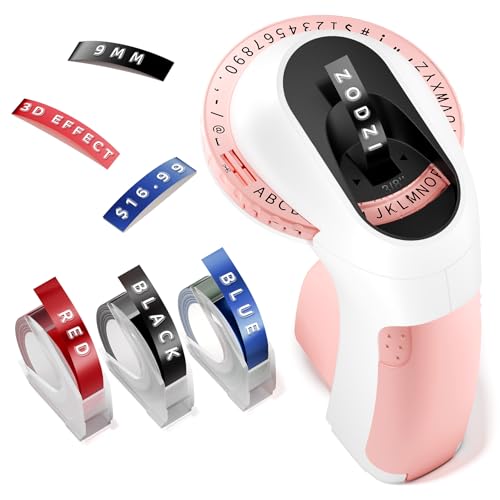 Zodzi Label Maker Embossing Label Maker for Scrapbook Junk Journal Supplies - color: Pink