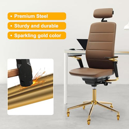 Frassie Metal Chair Base Replacement Gold Set with Plate, Cylinder, Wheels