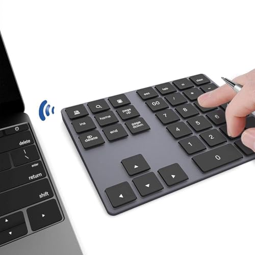 JOYEKY Wireless Number Pad Bluetooth Numeric Keypad for Laptop | Number Pad for Laptop,USB-C Rechargeable,34-Keys Bluetooth Numeric Keypad - size: L326