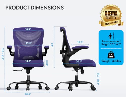 Ergalithic Office Chair: Mesh Ergonomic Desk Chair with 3D Lumbar & Swivel - color: Purple, size: Pack of 1