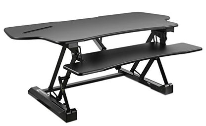 Mount-It! 48.5" Electric Standing Desk Converter for Dual Monitors, Motorized Sit Stand Electric Desk Riser with USB Port & Device Slot, Keyboard Tray, Adjustable Height Ergonomic Workstation, Black