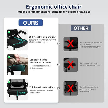 Ergonomic Office Chair Desk Chair with Adjustable Lumbar Support - color: 4pcs Black