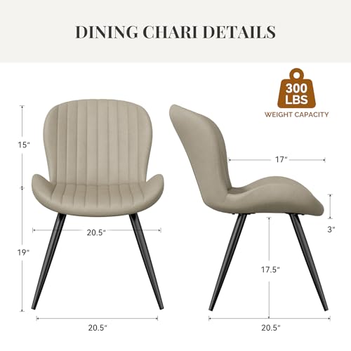 Dining Chairs Set of 6 Modern Fabric Dining Room Chairs Upholstered Dining Chairs with Thick Cushions Metal Legs Armless Back Chair for Kitchen and Living Room Beige - color: Beige (Fabric), size: Set of 6