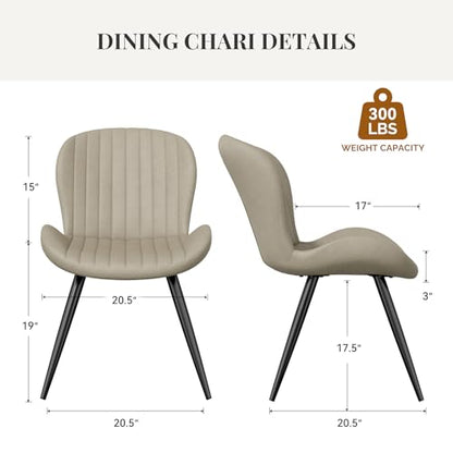 Dining Chairs Set of 6 Modern Fabric Dining Room Chairs Upholstered Dining Chairs with Thick Cushions Metal Legs Armless Back Chair for Kitchen and Living Room Beige - color: Beige (Fabric), size: Set of 6