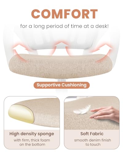 NEO CHAIR Office Computer Chair Ergonomic Mid-Back Mesh Desk Chair, Beige | Breathable Mesh Back with Lumbar Support, Height Adjustment, Smooth Rolling Casters for Home Office, Study or Gaming Setup - color: Beige