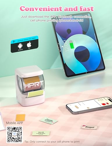 HPRT NEW1 Label Maker - Label Make Machine with 1 Roll Tape Portable Bluetooth Thermal Printer for Smartphone iPhone&Andriod, White - style: White