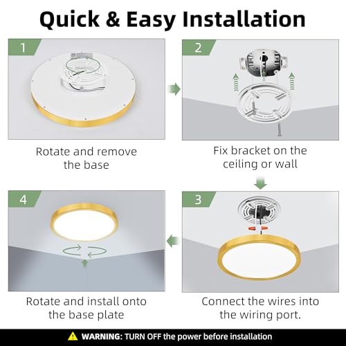 hykolity 12 Inch Selectable CCT LED Round Flat Panel Light,2 Pack | 24W 3000K/4000K/5000K, Edge-Lit Flush Mount Ceiling Light Fixture for Kitchen, Bedroom, Laundry and Closet Room,Gold - color: Gold, size: 12 inch