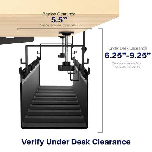 VIVO Black Clamp-on 47 in Fabric Cable Management Tray, DESK-AC47F-C - size: 47"
