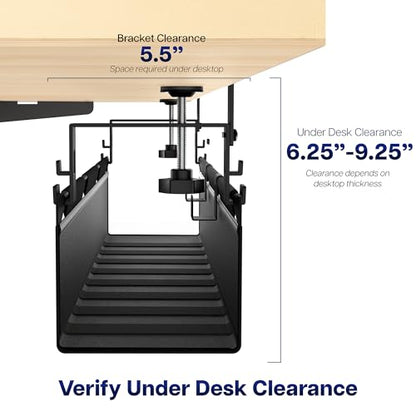 VIVO Black Clamp-on 47 in Fabric Cable Management Tray, DESK-AC47F-C - size: 47"