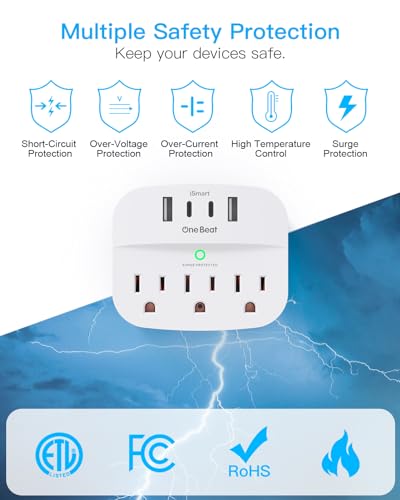 One Beat Multi Plug Outlet Splitter with USB,Surge Protector Outlet 2 Pack - color: White, size: 2c2a, 2 Pack
