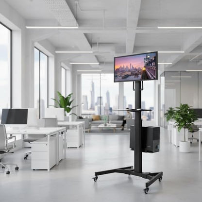 Mount-It! Computer Cart Mobile Desk Workstation with Monitor Mount for Screen up to 32", Rolling Computer Desk PC Cart, Keyboard & Mouse Tray, Rolling Stand with Adjustable CPU Holder, 63.5" Tall - style: 1 Monitor