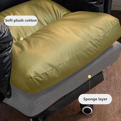 Big & Tall Office Chair with Footrest, High-Back Leather Executive Desk Chair with Lumbar Support and Padded Armrests, for Bedroom, Study, Gaming Room, Living Room, Office, and Study(Black) - color: Black