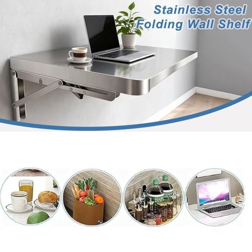 Concession Folding Shelf 24" 28" 32" 36" 40" Wall Mounted Folding Table Stainless Steel Fold Down Desk for Small Spaces(60x20cm/24x8in) - size: 60x20cm/24x8in