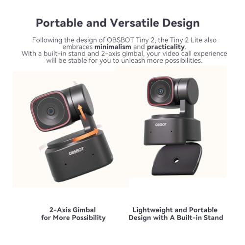 OBSBOT Tiny 2 Lite 4K PTZ Webcam AI-Tracking 1/2" CMOS - style: Tiny 2 lite