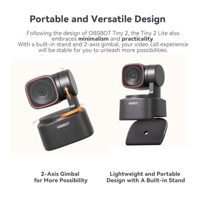OBSBOT Tiny 2 Lite 4K PTZ Webcam AI-Tracking 1/2" CMOS - style: Tiny 2 lite