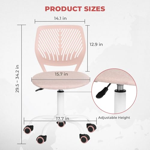 Homy Casa Ergonomic Adjustable Chair with Swivel Base and Cushioned Backrest for Kitchen Counter Dining Island and Home Lounge (Soft Pink) - color: Soft Pink