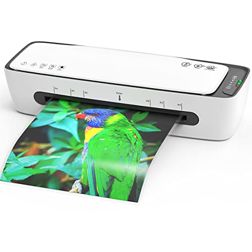 Qfun Laminator with Laminating Sheets 9 inch Portable Thermal Lamination - color: White