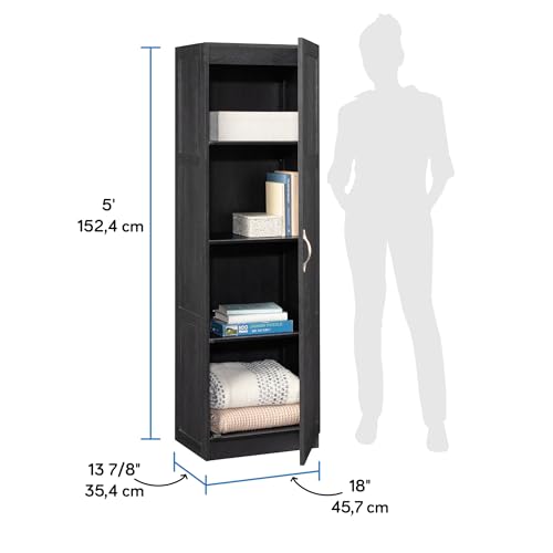 Sauder Miscellaneous Tall Storage Cabinet, Kitchen Pantry, Single Door with Adjustable Shelves, Raven Oak Finish - color: Raven Oak