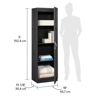 Sauder Miscellaneous Tall Storage Cabinet, Kitchen Pantry, Single Door with Adjustable Shelves, Raven Oak Finish - color: Raven Oak