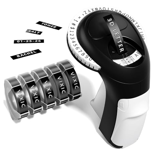 Vixic Embossing Label Maker, Emboss Vintage Label Maker Machine with Tapes - color: Black
