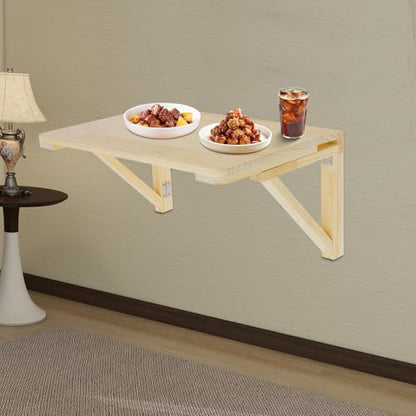 Wall Mounted Folding Table, 31.5x23.6in Fold Down Wall Mounted Desk, Wooden Folding Workbench, Multi-use Foldable Table for Dining Laundry Kitchen Office