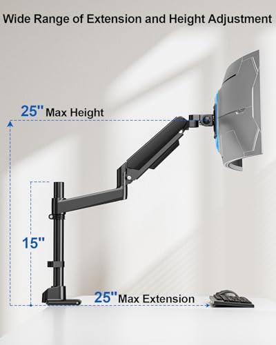 Heavy Duty Single Monitor Mount for Max 49" Ultrawide Screens - style: Ultrawide Desk Mount